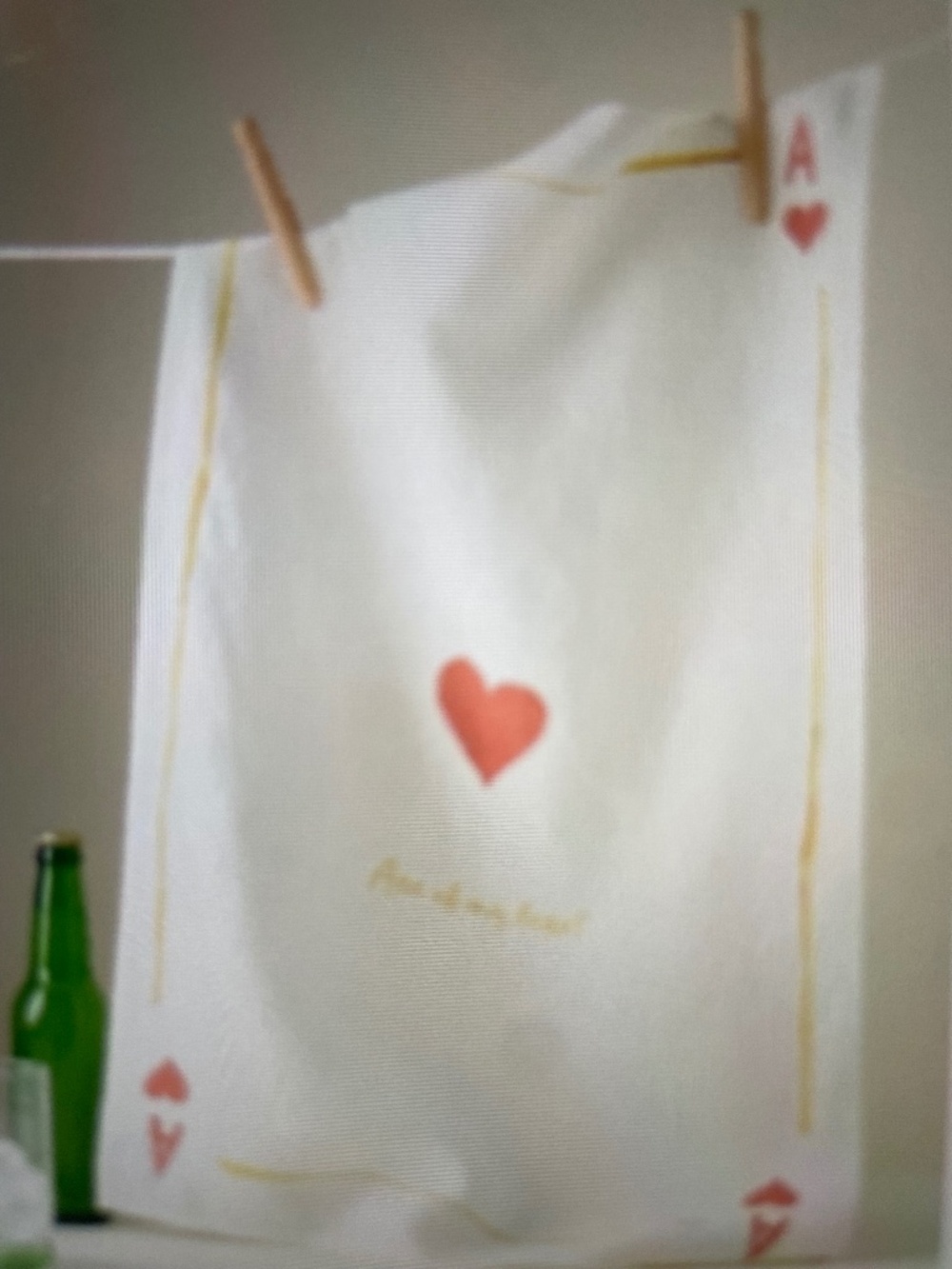 ❤️ ANTHROPOLOGIE DINETTE ACE OF HEARTS LINEN DISH TOWEL NEW